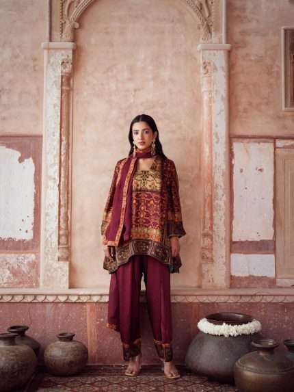 Mehroon Jaal Set